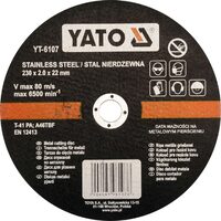 Disc debitat otel inoxidabil 230 x 2.0 x 22 mm Yato YT-6107