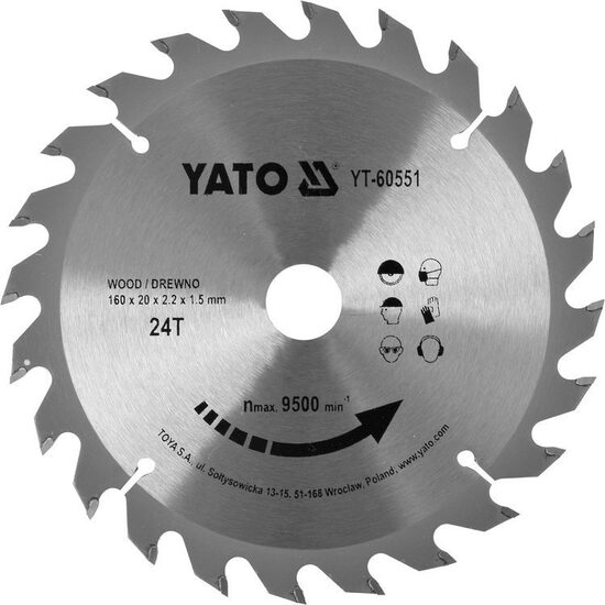 Disc circular pentru lemn 160X24TX20 mm Yato YT-60551