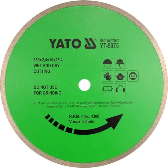 Disc cu diamant pentru ceramica 300 x 25.4 mm Yato YT-5974