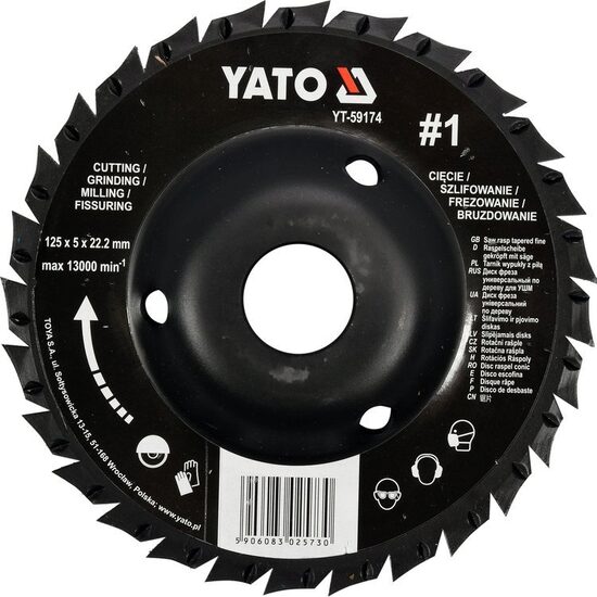 Disc circular raspel depresat 125 x 22.2 mm nr. 2 Yato YT-59174