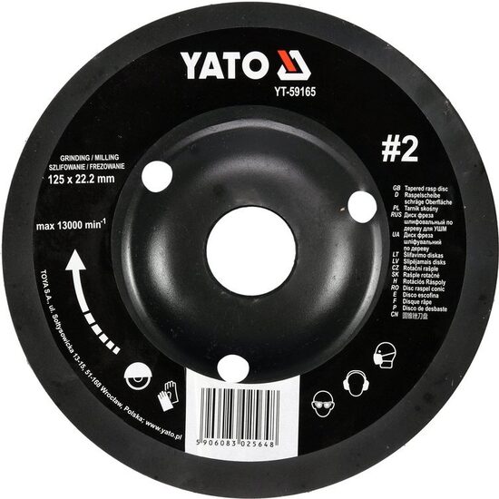 Disc raspel pentru lemn depresat 125 x 22.2 mm nr. 2 Yato YT-59165