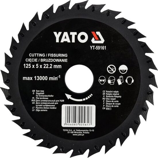 Disc circular raspel pentru lemn 125 x 5 x 22.2 mm Yato YT-59161
