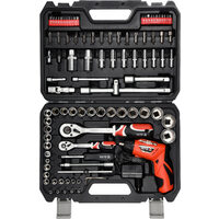 Trusa cu chei tubulare, clicheti si surubelnita cu acumulator 1/2" 1/4" 100 piese Yato YT-12685