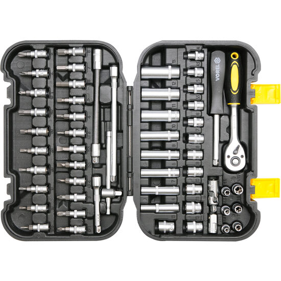 Trusa chei tubulare + biti 1/4 56buc Vorel 58642