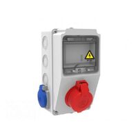 Tablou organizare de santier, Sigurante 1P (3x25A) 380V + 2P (1x16A) 220V IP44