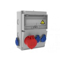 Tablou organizare de santier, Sigurante 1P (5x32A) 380V + 2P (1x16A) + 2P (1x16A) 220V IP44