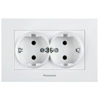 Priza schuko 2P+E dubla 16A 250V alb Panasonic P-KPS2
