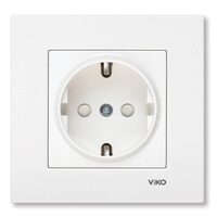 Priza schuko 2P+E simpla cu obturator-protectie copil16A 250V alb Viko VI-KAS.COP