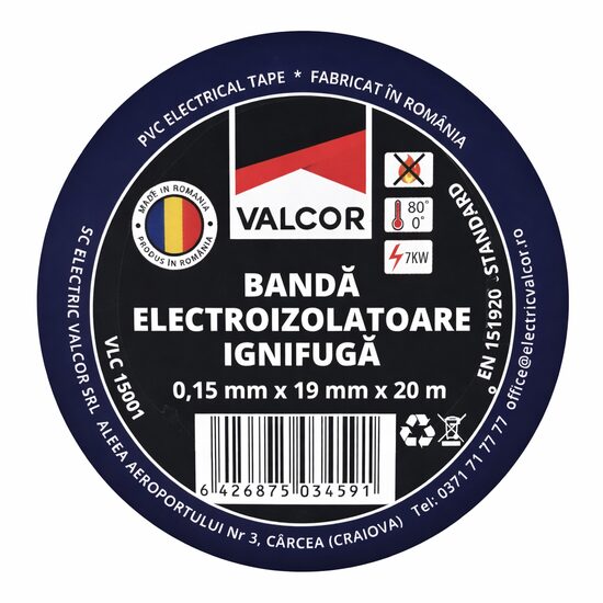 Banda izolatoare PVC 19mmx20m neagra Valcor VLC15001