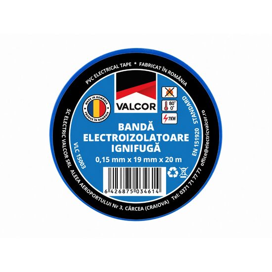 Banda izolatoare PVC 19mmx20m albastra Valcor VLC15003