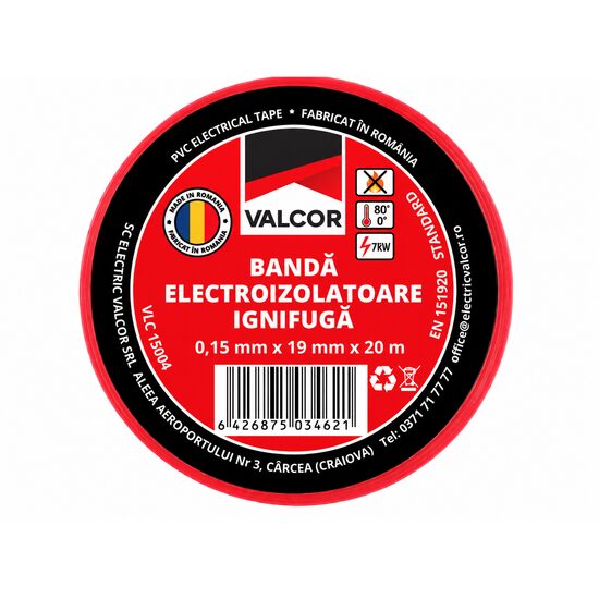 Banda izolatoare PVC 19mmx20m rosie Valcor VLC15004