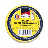Banda izolatoare PVC 19mmx20m galbena Valcor VLC15005