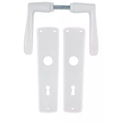 Set manere din aluminiu cu sild pentru usa de interior cu cheie finisaj alb 54mm Yale A 661 VA AP