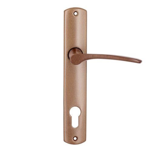 Set manere din aluminiu cu sild pentru usa de interior cu cilindru finisaj maro 90mm Yale A 671 RVG AP