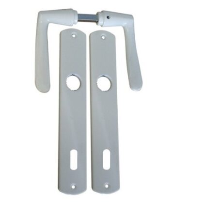 Set manere din aluminiu cu sild pentru usa de interior cu cheie finisaj alb 90mm Yale A 670 VA AP
